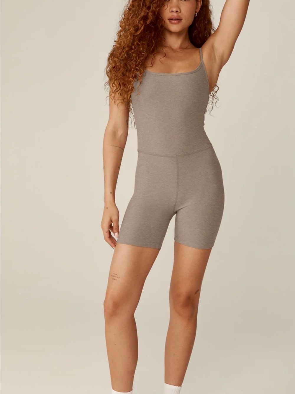 NWT Beyond Yoga Spacedye™ Keep Pace Biker Jumpsuit Size L in Oyster